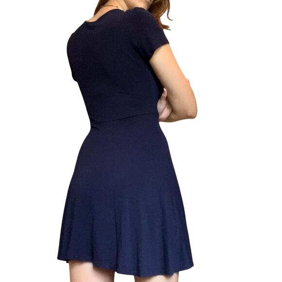 Navy Blue Wrap Dress - Picture 4 of 10
